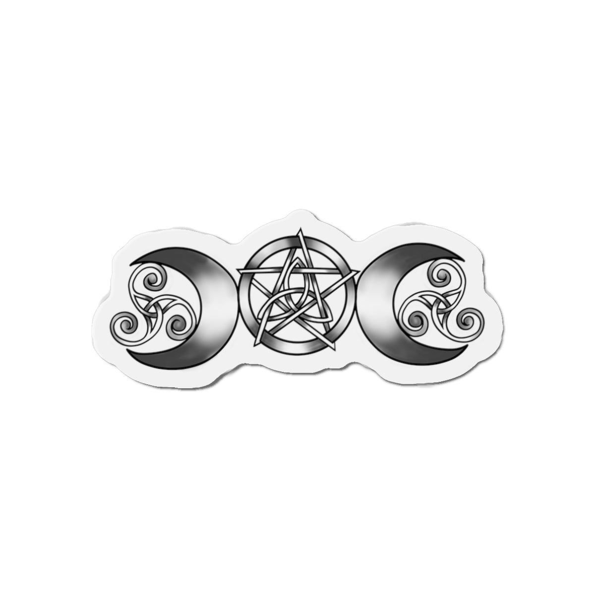 Triple Moon-Triquetra-Pentacle-Triskele Kiss-Cut Magnet