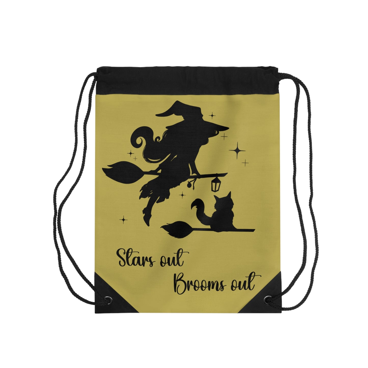 Dark Shadow Witch with Cat Drawstring Bag