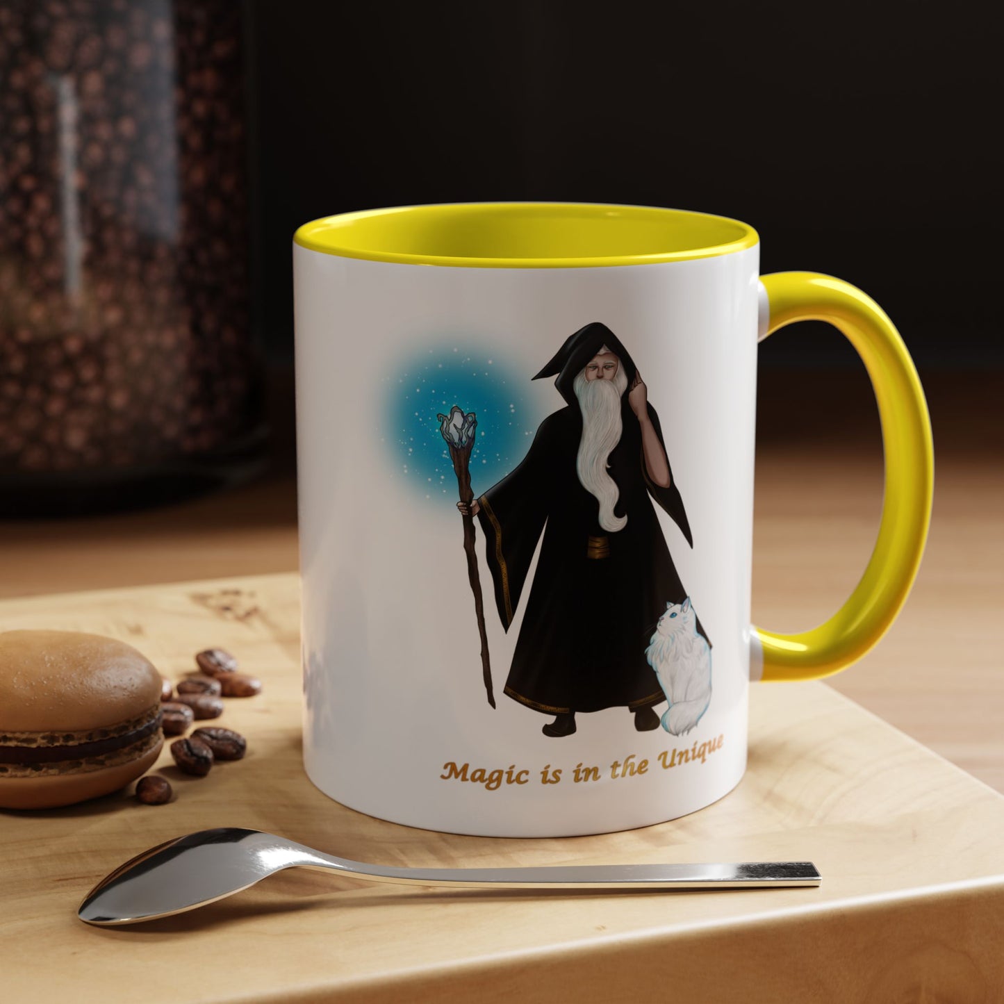 Magic in the Unique Wizard/Cat Familiar Mug
