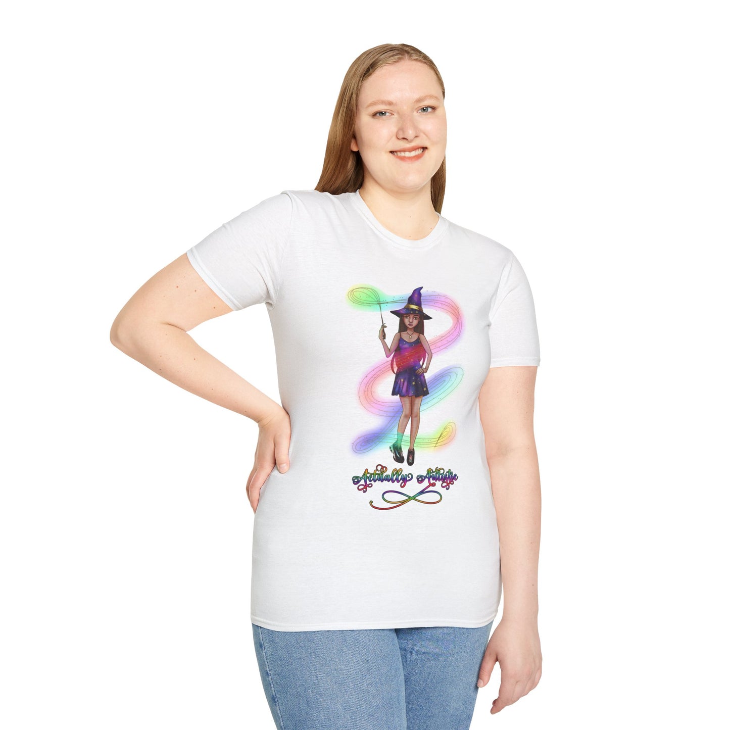 Actually Autistic Magical Witch Unisex Softstyle T-Shirt XS-5XL