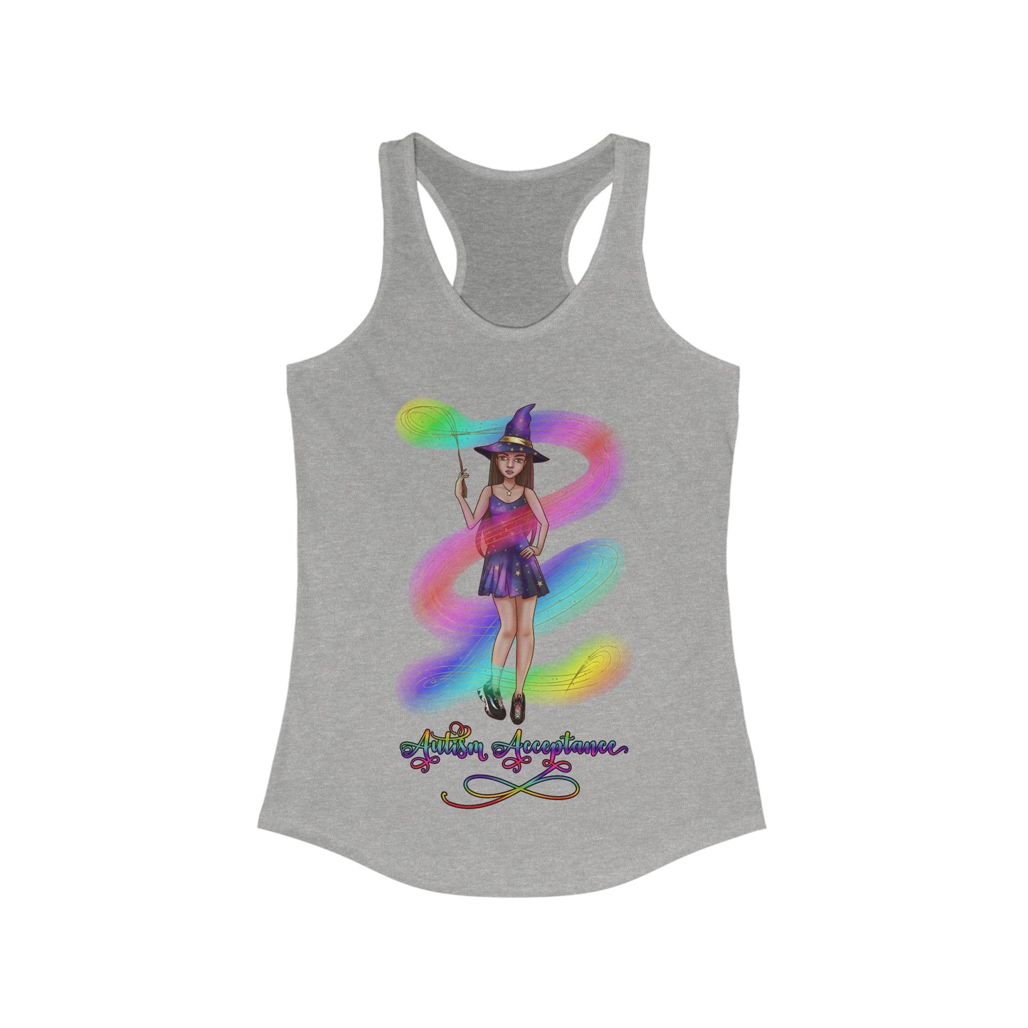 Autism Acceptance Magical Witch Women's Racerback Tank Top