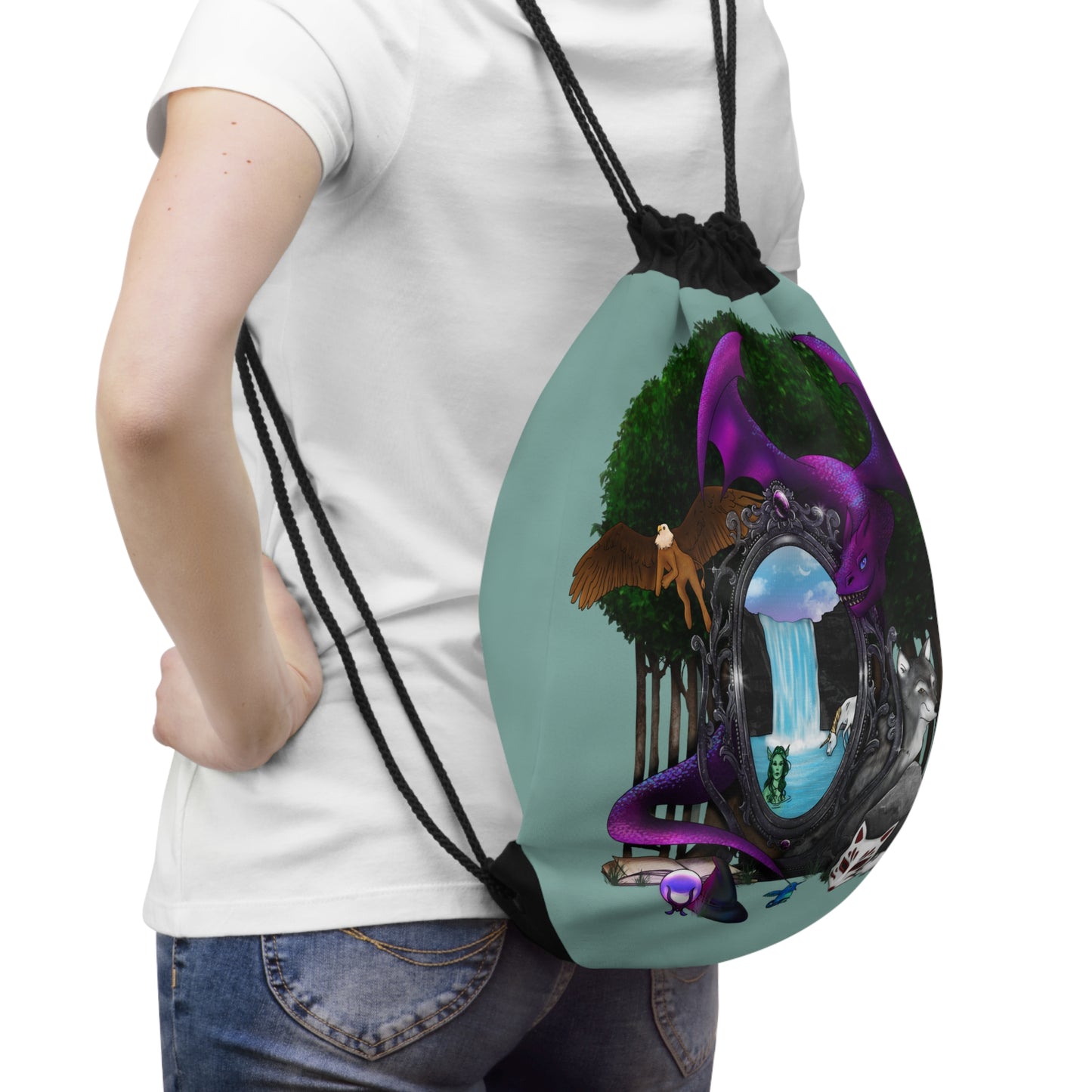 Portal to the Magic Mirror Drawstring Bag