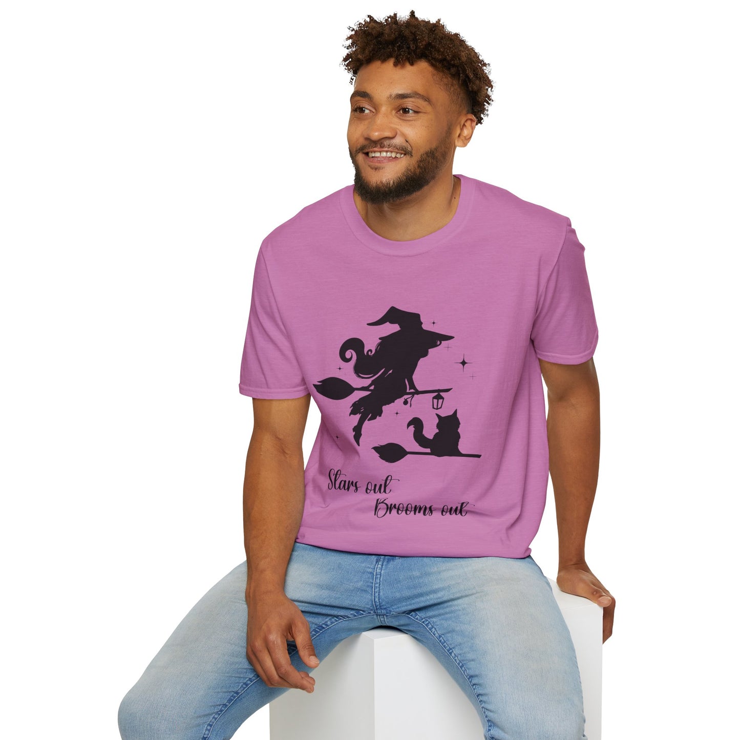 Dark Shadow Witch with Cat Unisex Softstyle T-Shirt XS-5XL