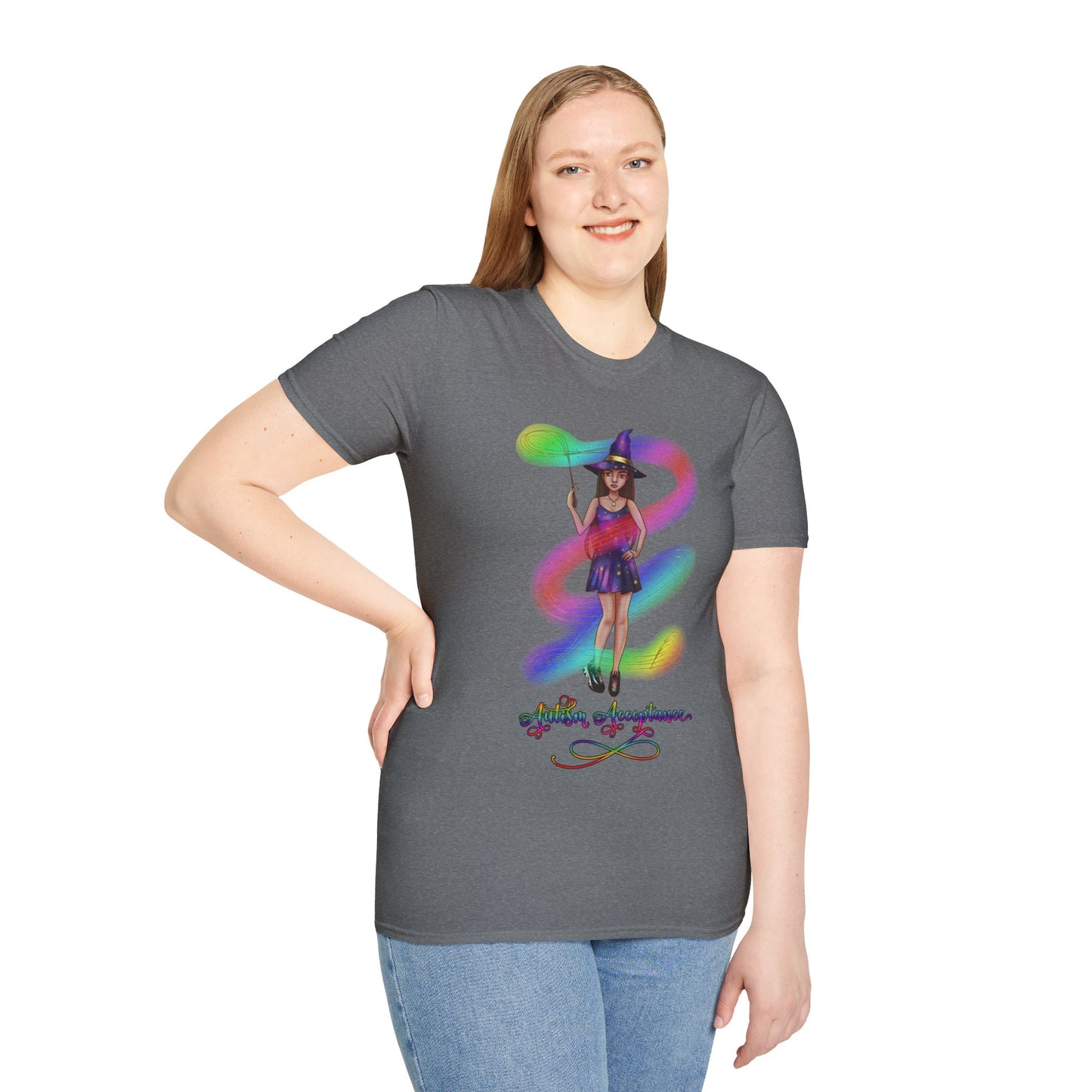 Autism Acceptance Magical Witch Unisex Softstyle T-Shirt XS-5XL