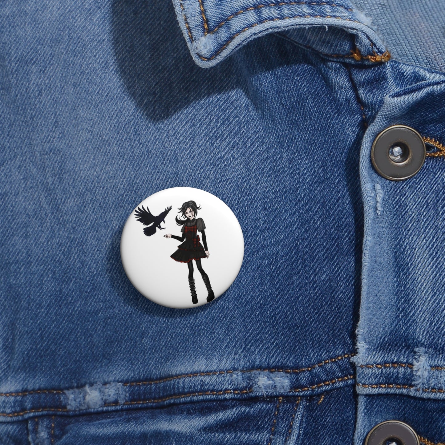 Raven Witch Button Pin