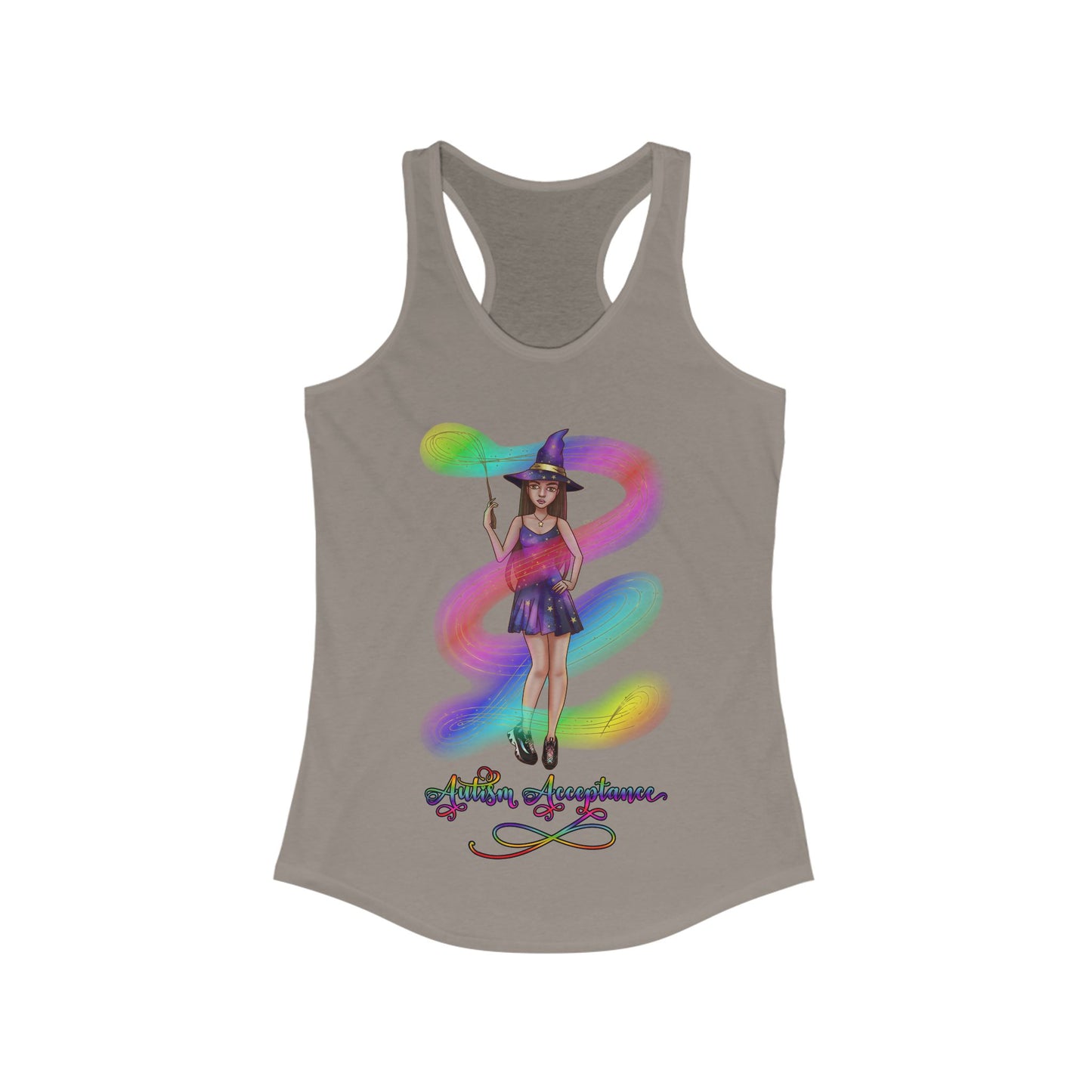 Autism Acceptance Magical Witch Women's Racerback Tank Top