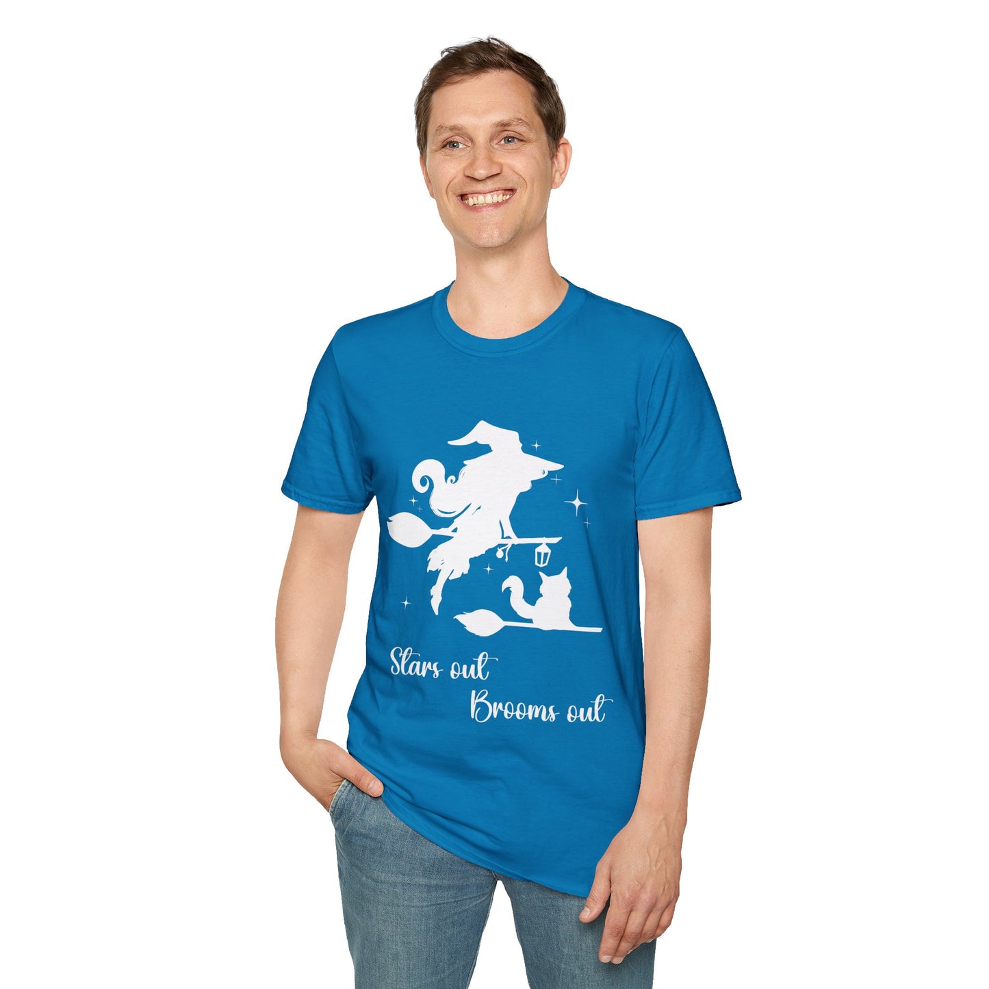 Light Shadow Witch with Cat Unisex Softstyle T-Shirt XS-5XL