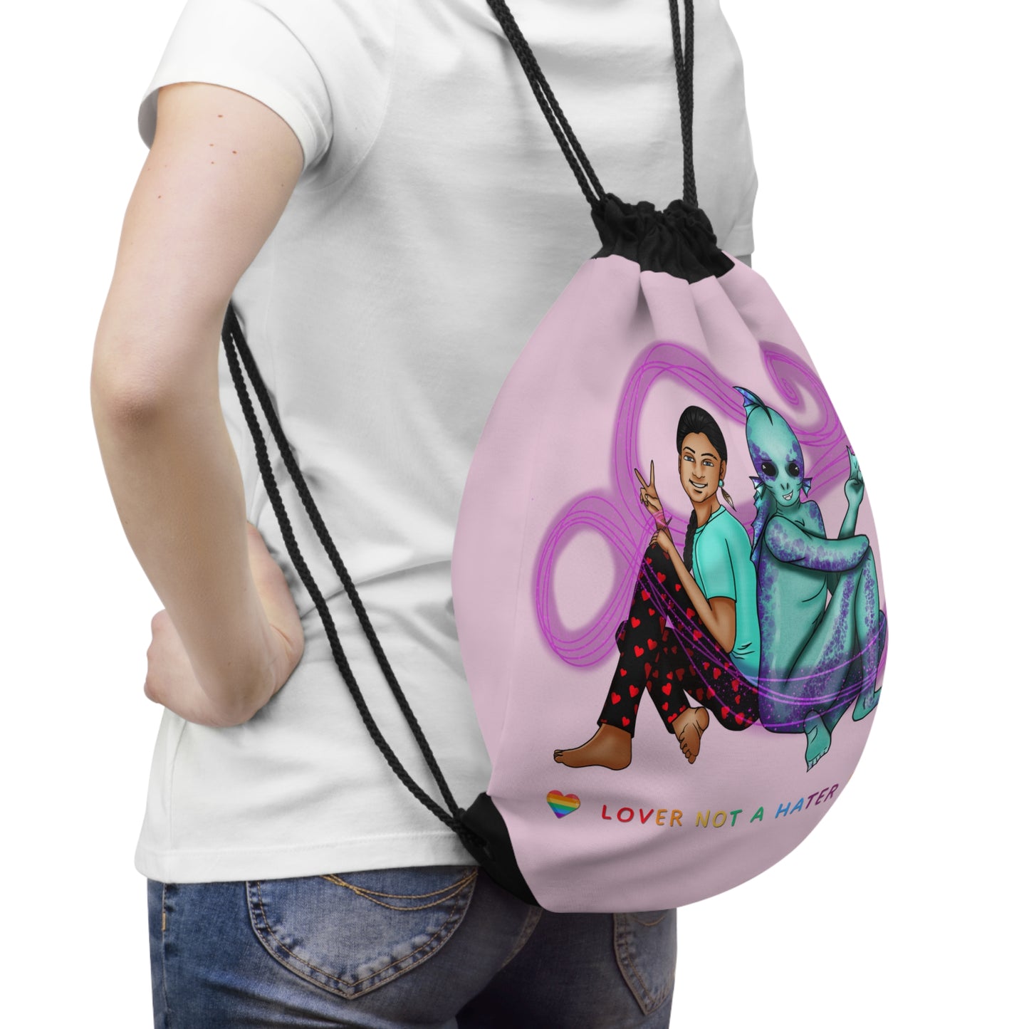 Lover not a Hater Drawstring Bag
