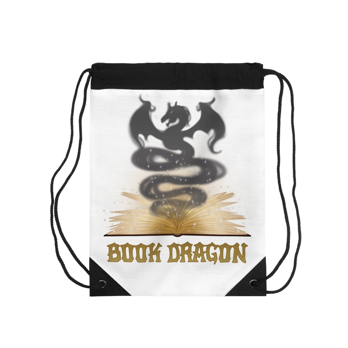 Book Dragon Drawstring Bag