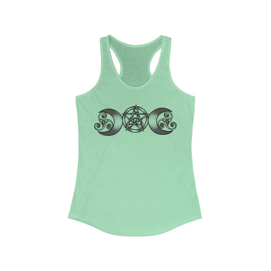 Triple Moon-Triquetra-Pentacle-Triskele Women's Racerback Tank Top