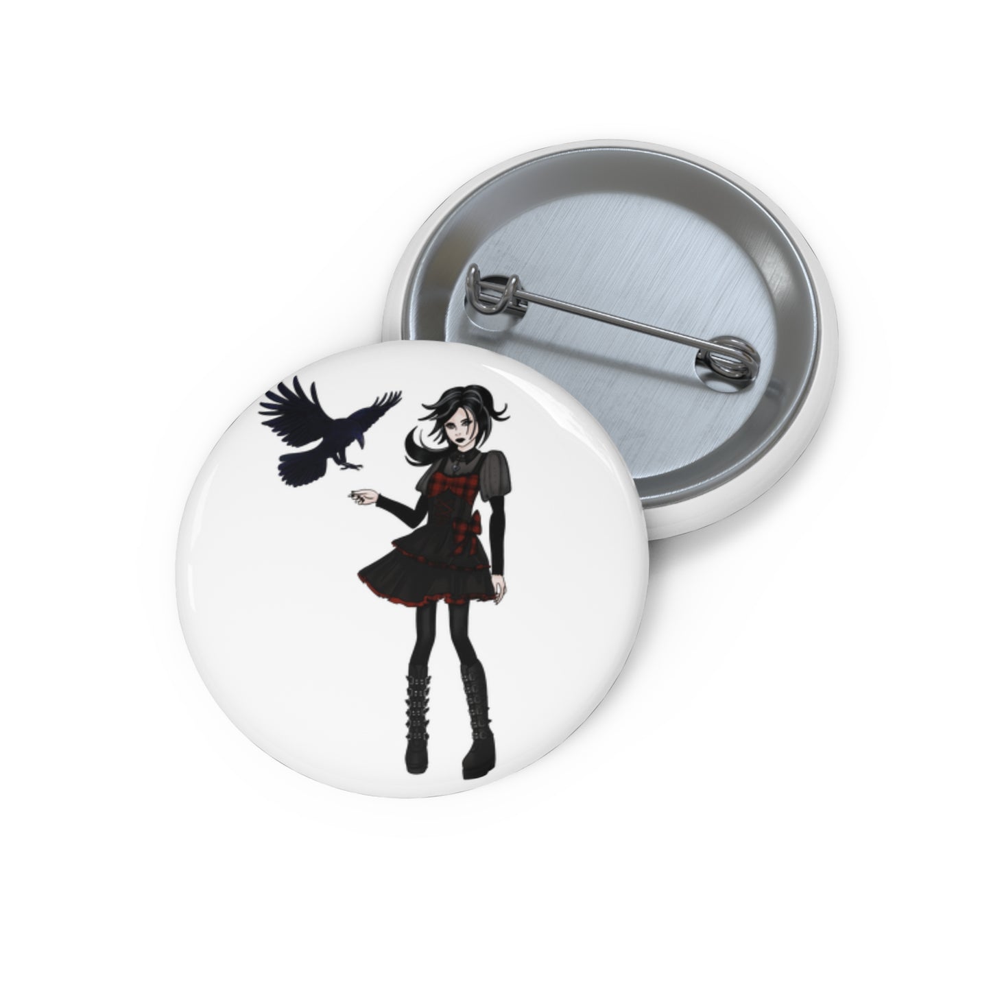 Raven Witch Button Pin