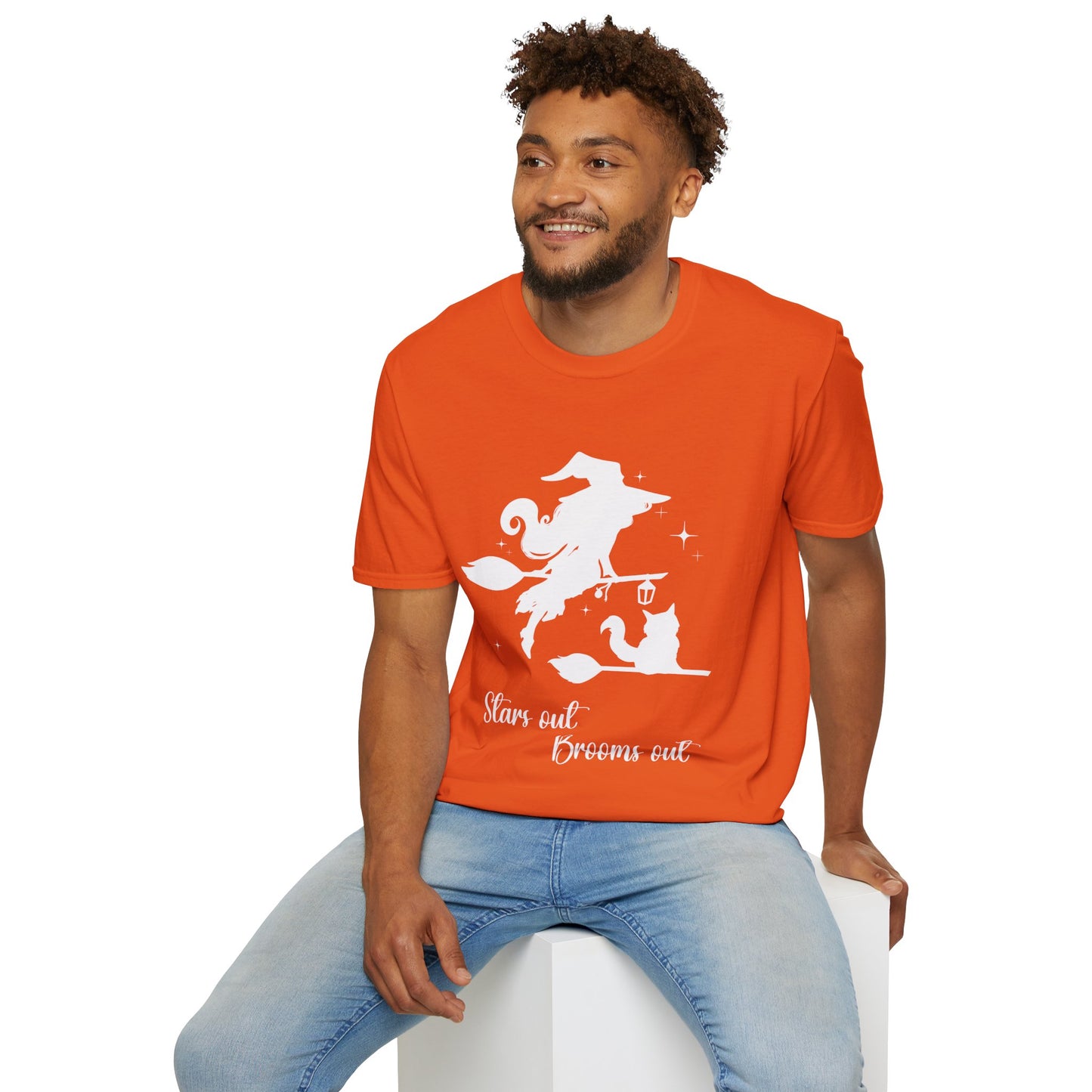 Light Shadow Witch with Cat Unisex Softstyle T-Shirt XS-5XL