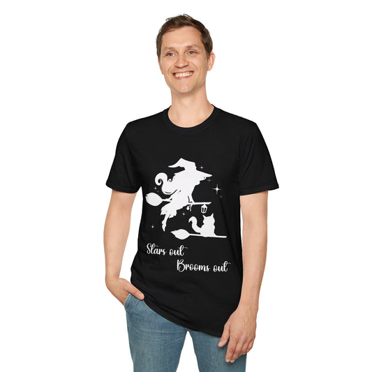 Light Shadow Witch with Cat Unisex Softstyle T-Shirt XS-5XL