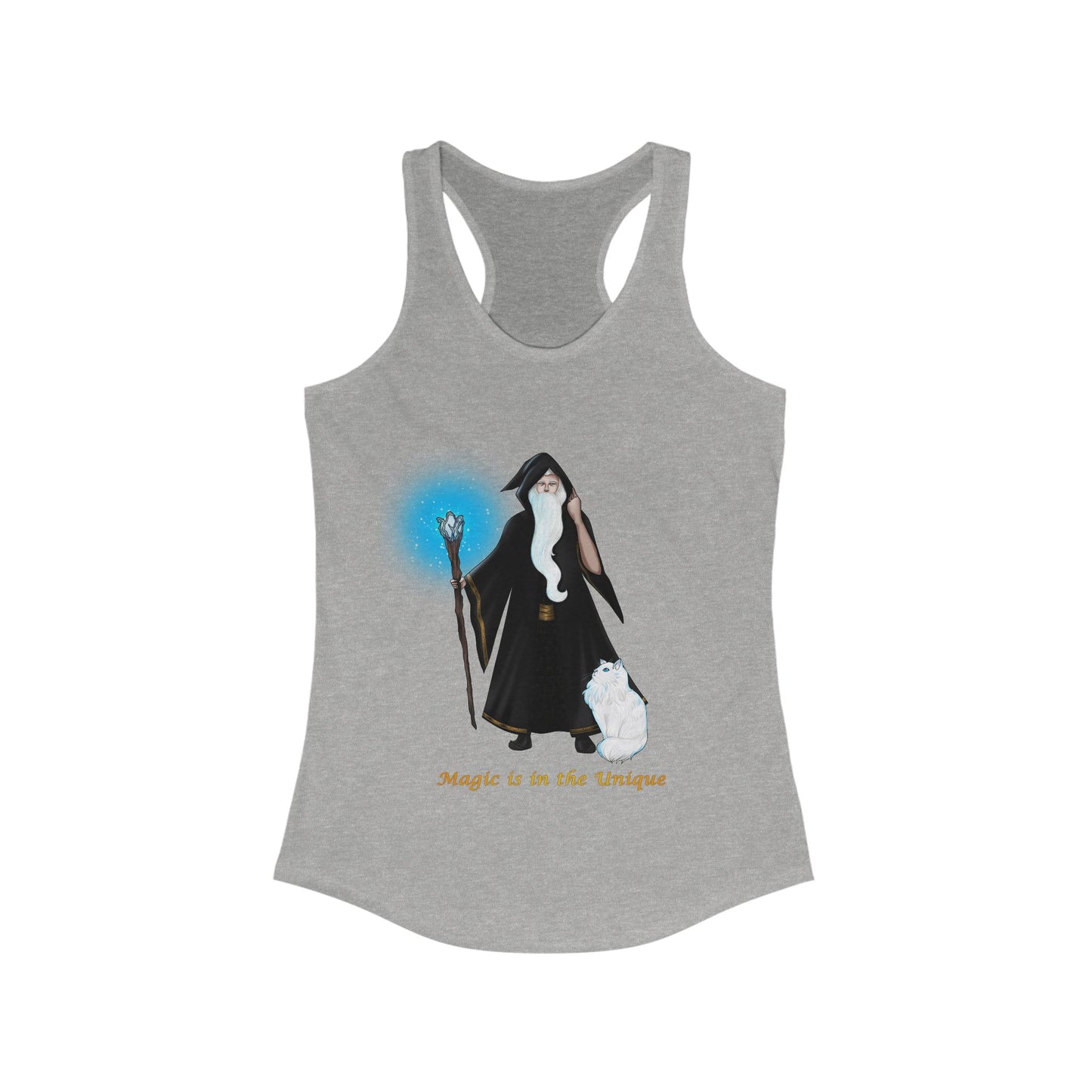 Magic in the Unique Wizard/Cat Familiar Women's Racerback Tank Top