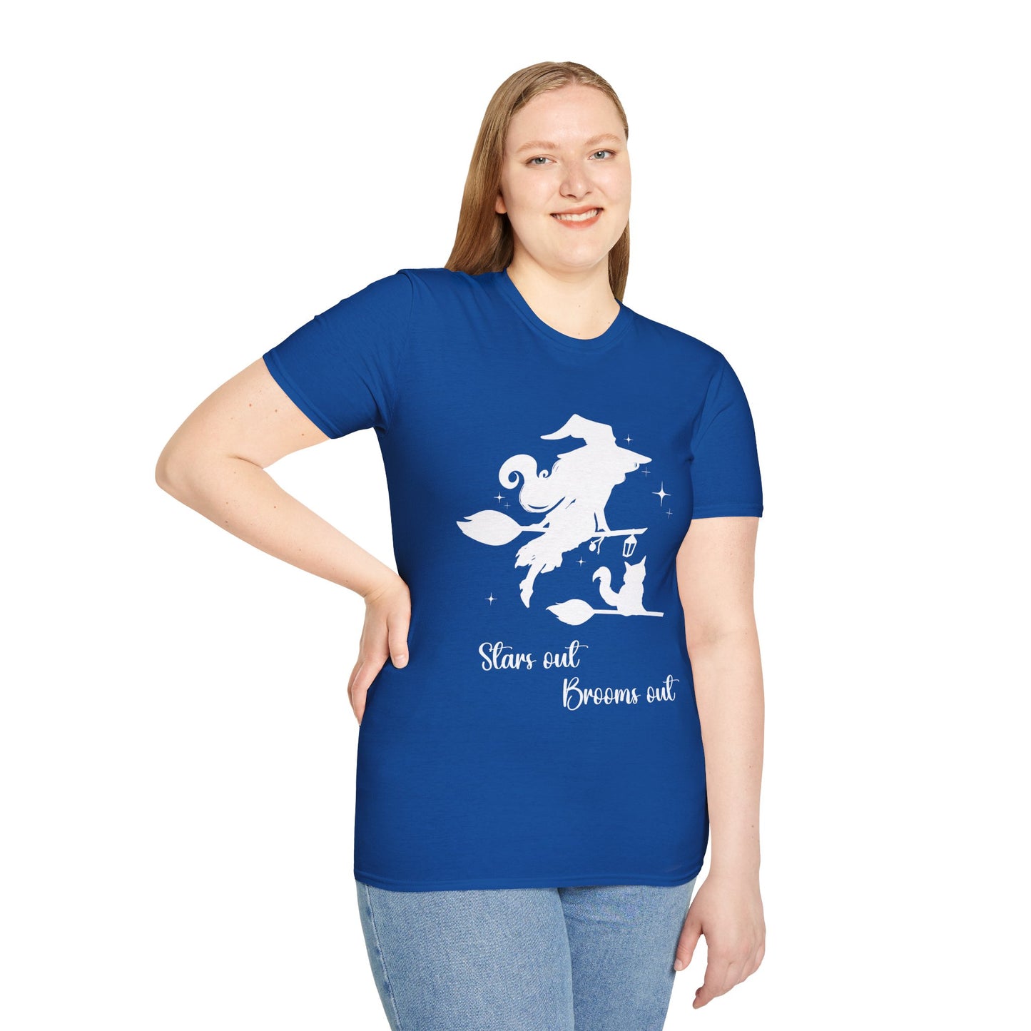 Light Shadow Witch with Cat Unisex Softstyle T-Shirt XS-5XL