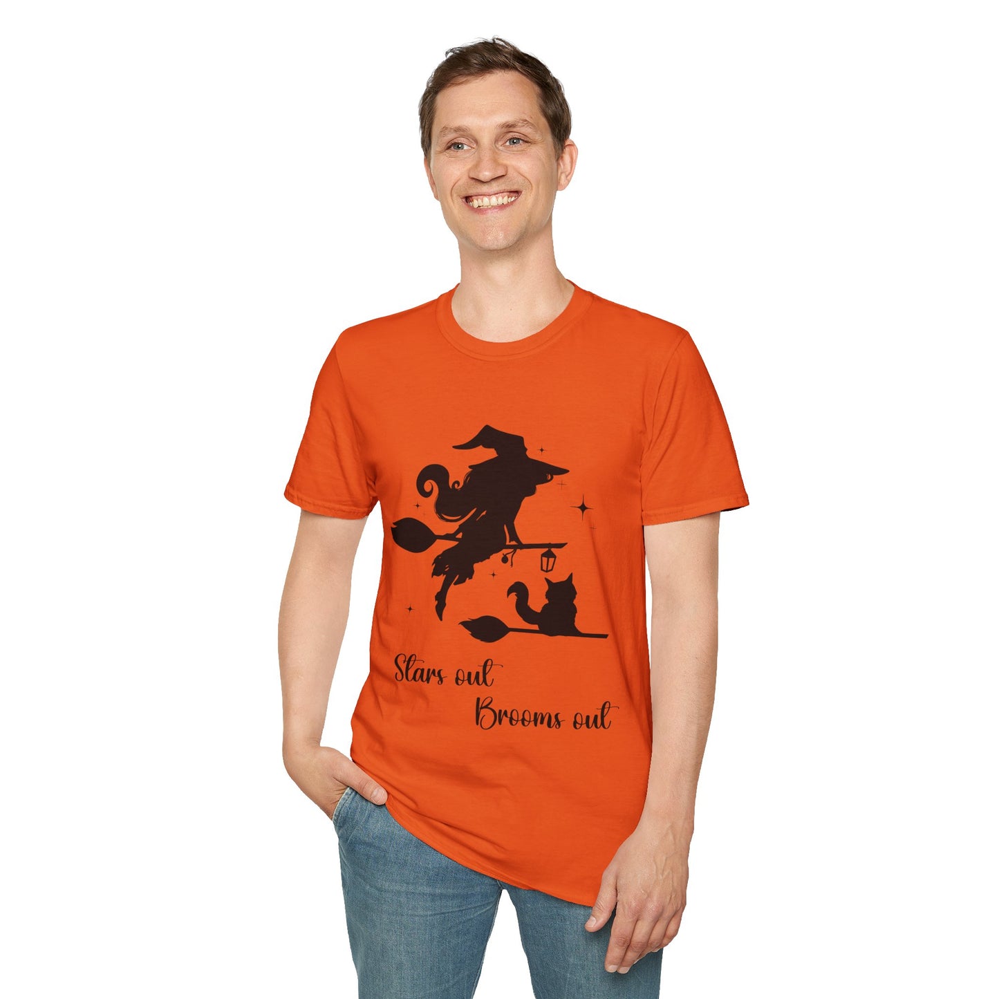 Dark Shadow Witch with Cat Unisex Softstyle T-Shirt XS-5XL
