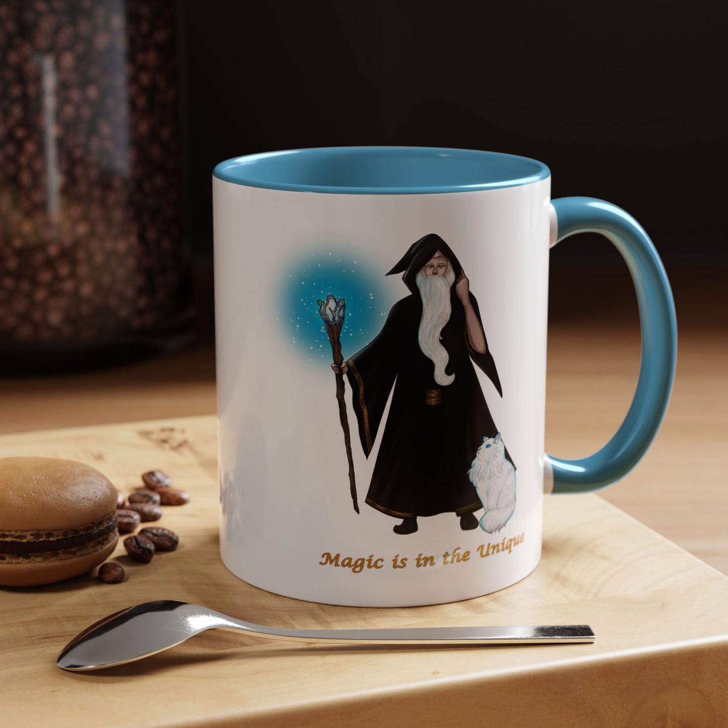 Magic in the Unique Wizard/Cat Familiar Mug