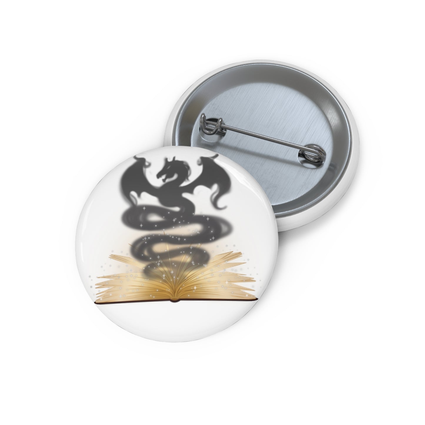 Book Dragon Button Pin