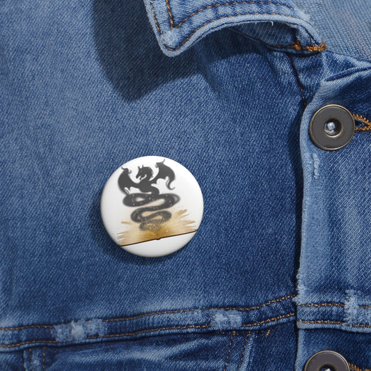 Book Dragon Button Pin