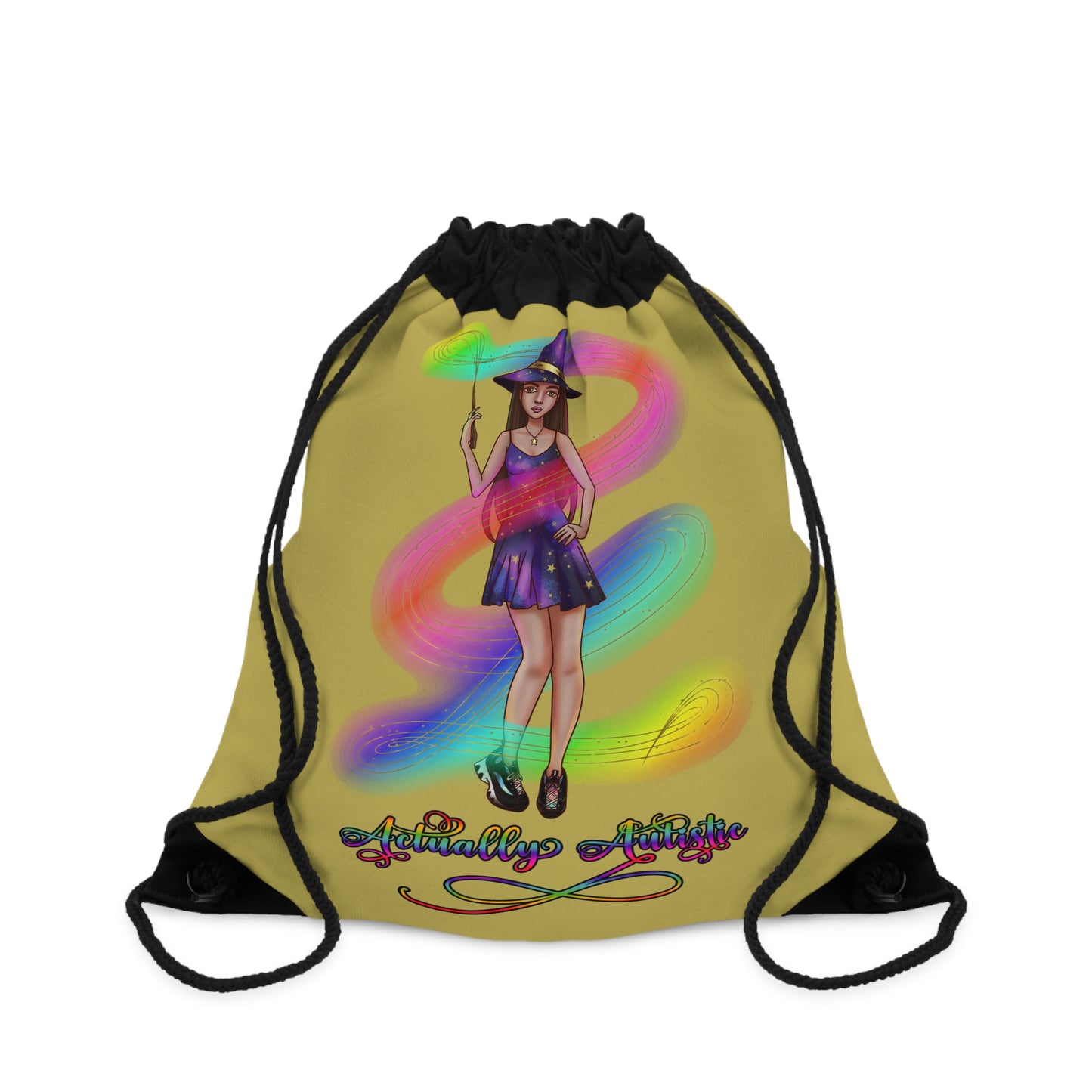 Actually Autistic Magical Witch Drawstring Bag