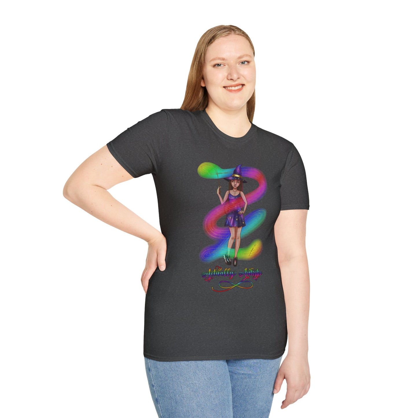 Actually Autistic Magical Witch Unisex Softstyle T-Shirt XS-5XL