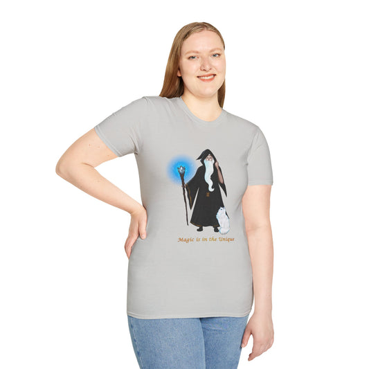Magic in the Unique Wizard/Cat Familiar Unisex Softstyle T-Shirt XS-5XL