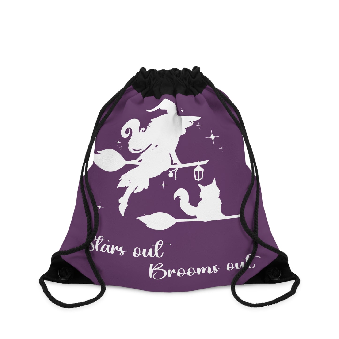 Light Shadow Witch with Cat Drawstring Bag