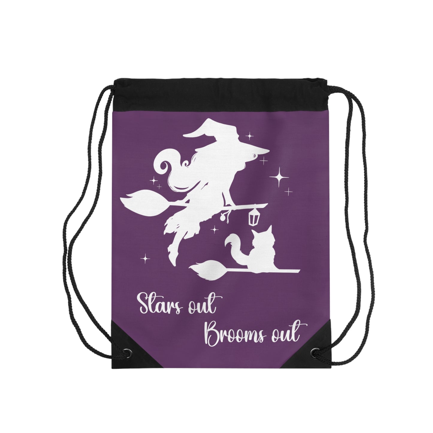 Light Shadow Witch with Cat Drawstring Bag