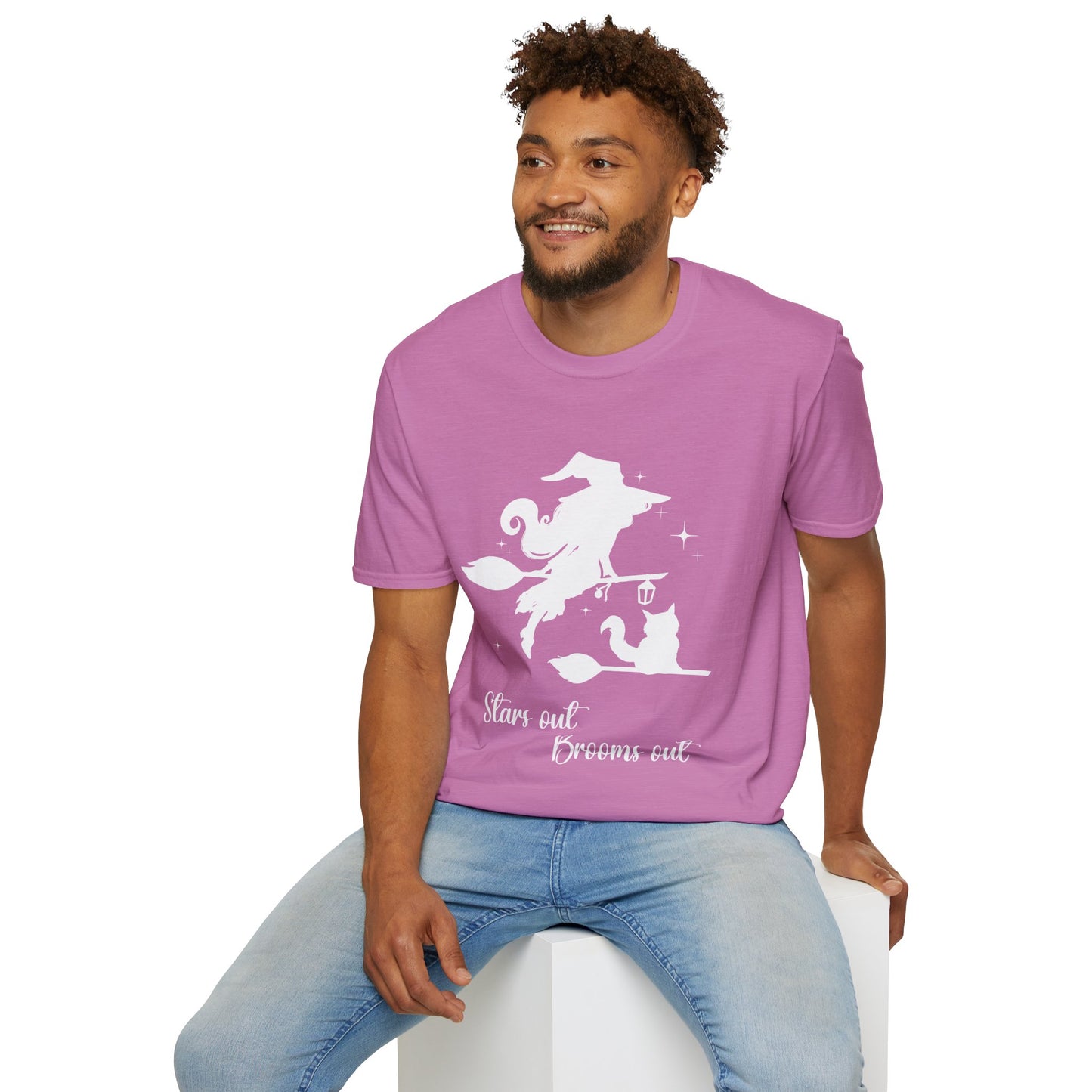 Light Shadow Witch with Cat Unisex Softstyle T-Shirt XS-5XL
