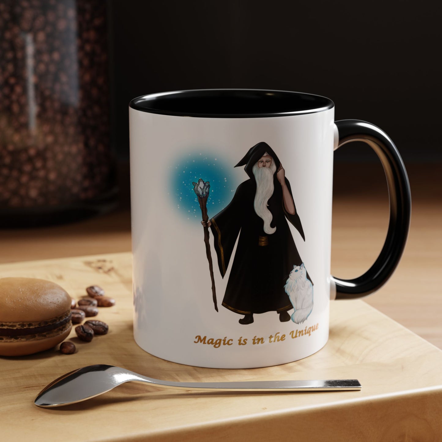Magic in the Unique Wizard/Cat Familiar Mug