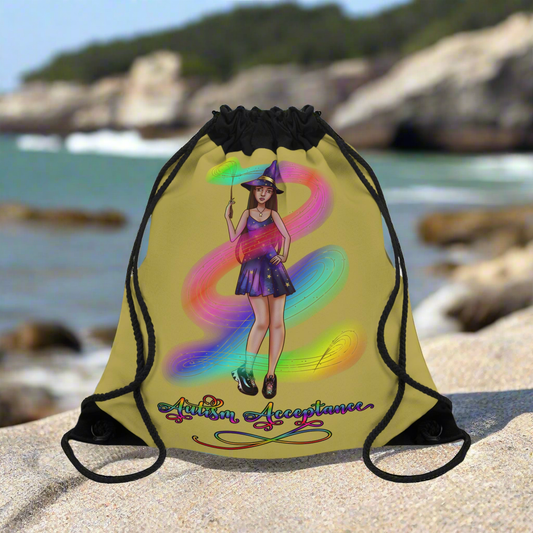 Autism Acceptance Magical Witch Drawstring Bag
