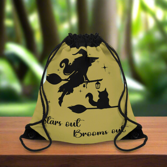 Dark Shadow Witch with Cat Drawstring Bag