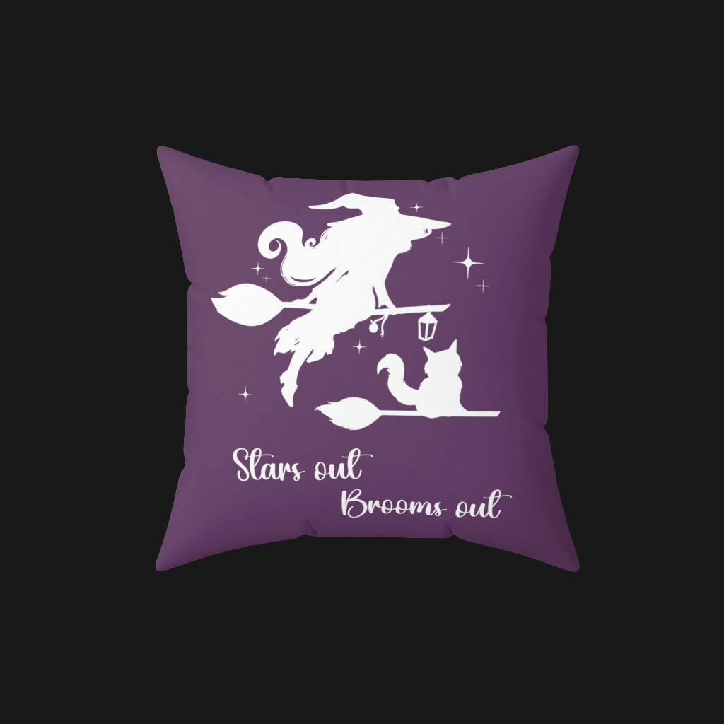 Light Shadow Witch with Cat Decorative Pillow