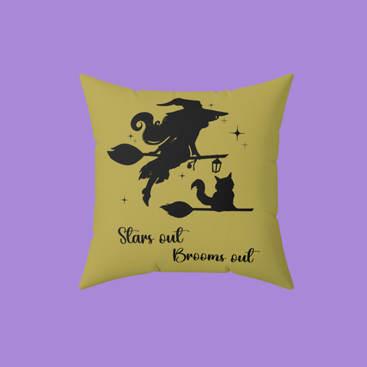 Dark Shadow Witch with Cat Decorative Pillow