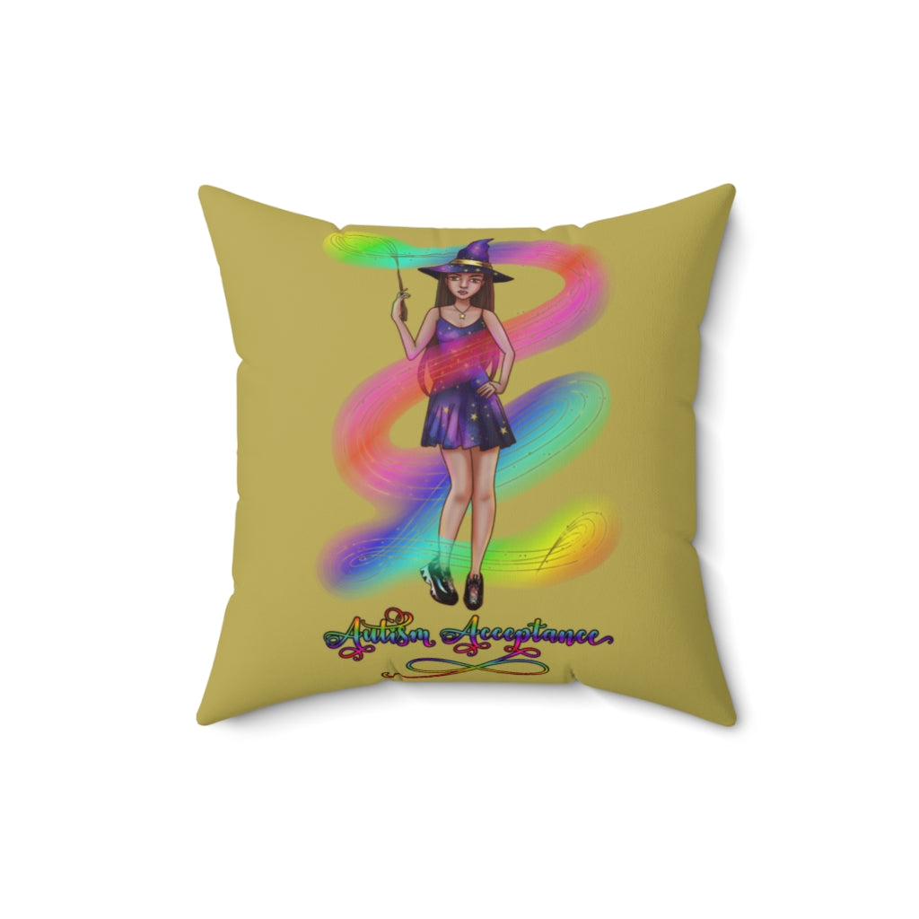 Autism Acceptance Magical Witch Decorative Pillow