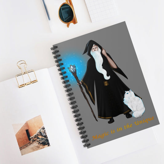 Magic in the Unique Wizard/Cat Familiar Notebook