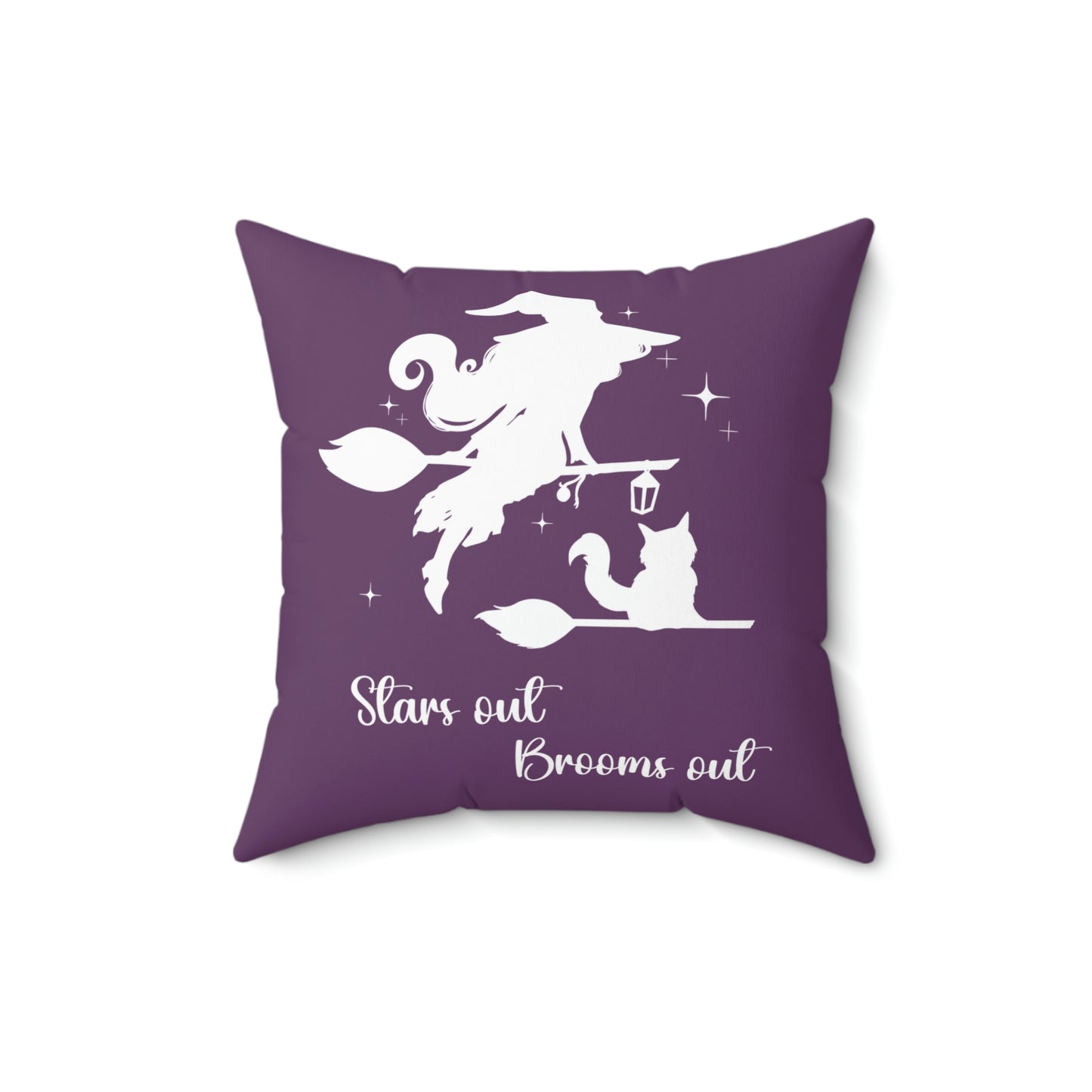 Light Shadow Witch with Cat Decorative Pillow