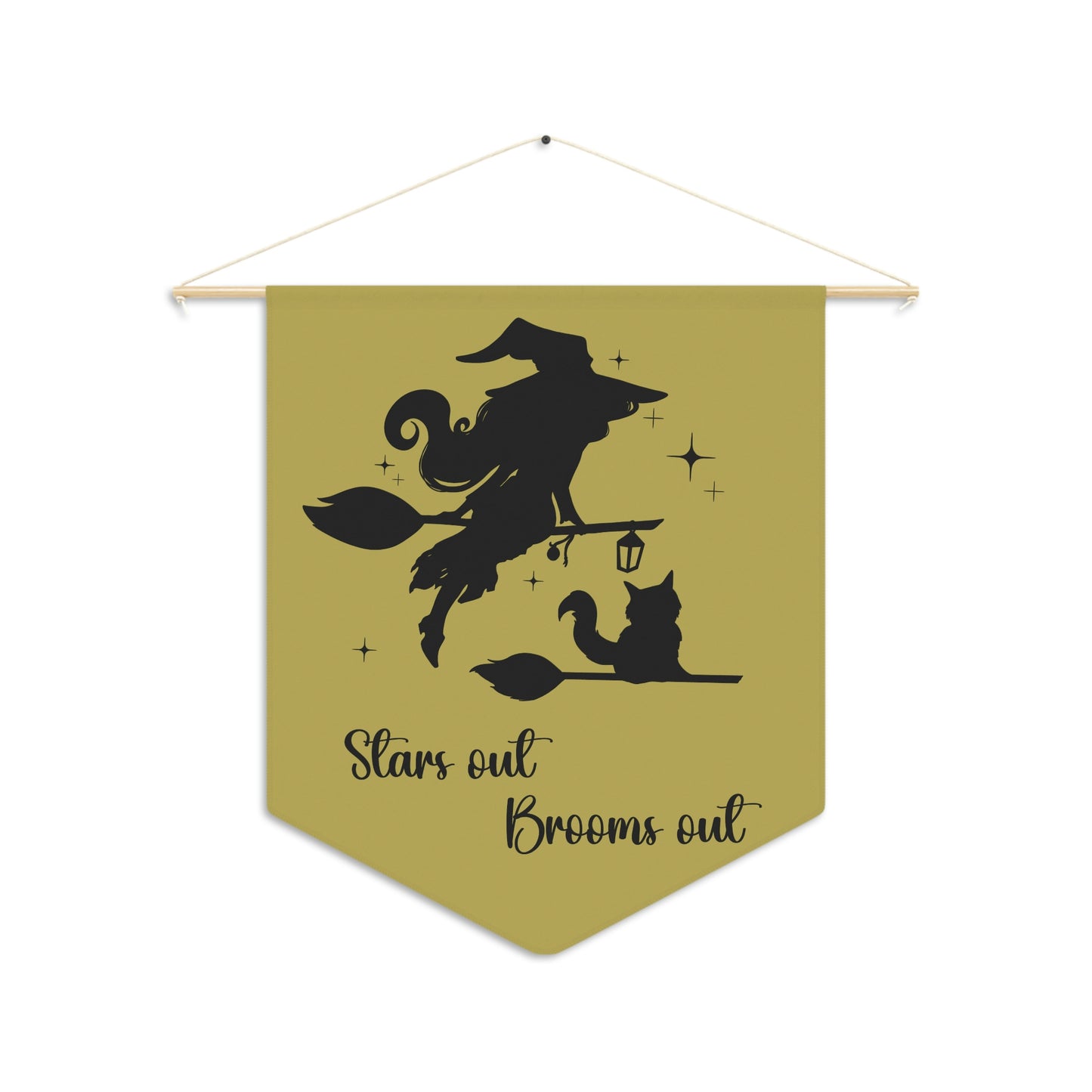 Dark Shadow Witch with Cat Pennant